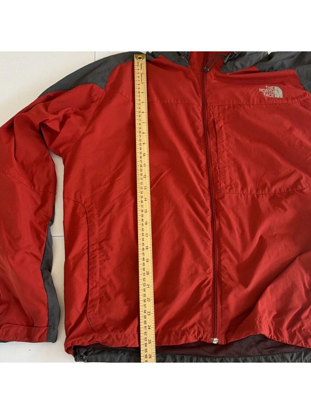 The North Face Men's Red Gray Hooded Full Zip Rain Jacket XL